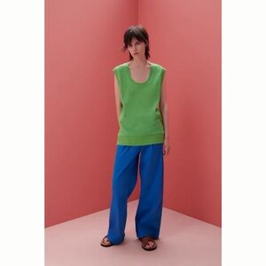 Zara Crochet Green Sleeveless Top